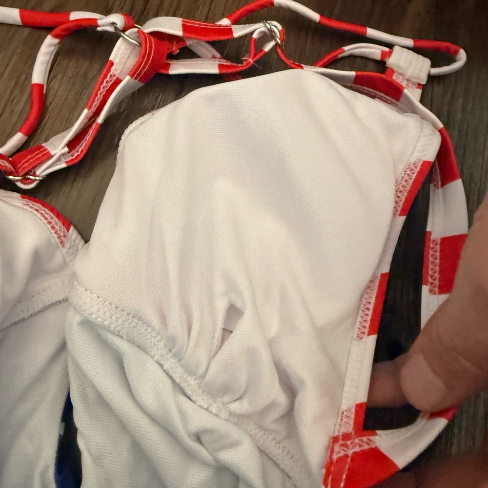 NWOT American Flag Plunge Strappy One Piece Swimsuit - Picture 10 of 14